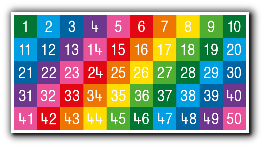 [TME008-50LF[UB]] Number Grid 1-50 Large Full Solid