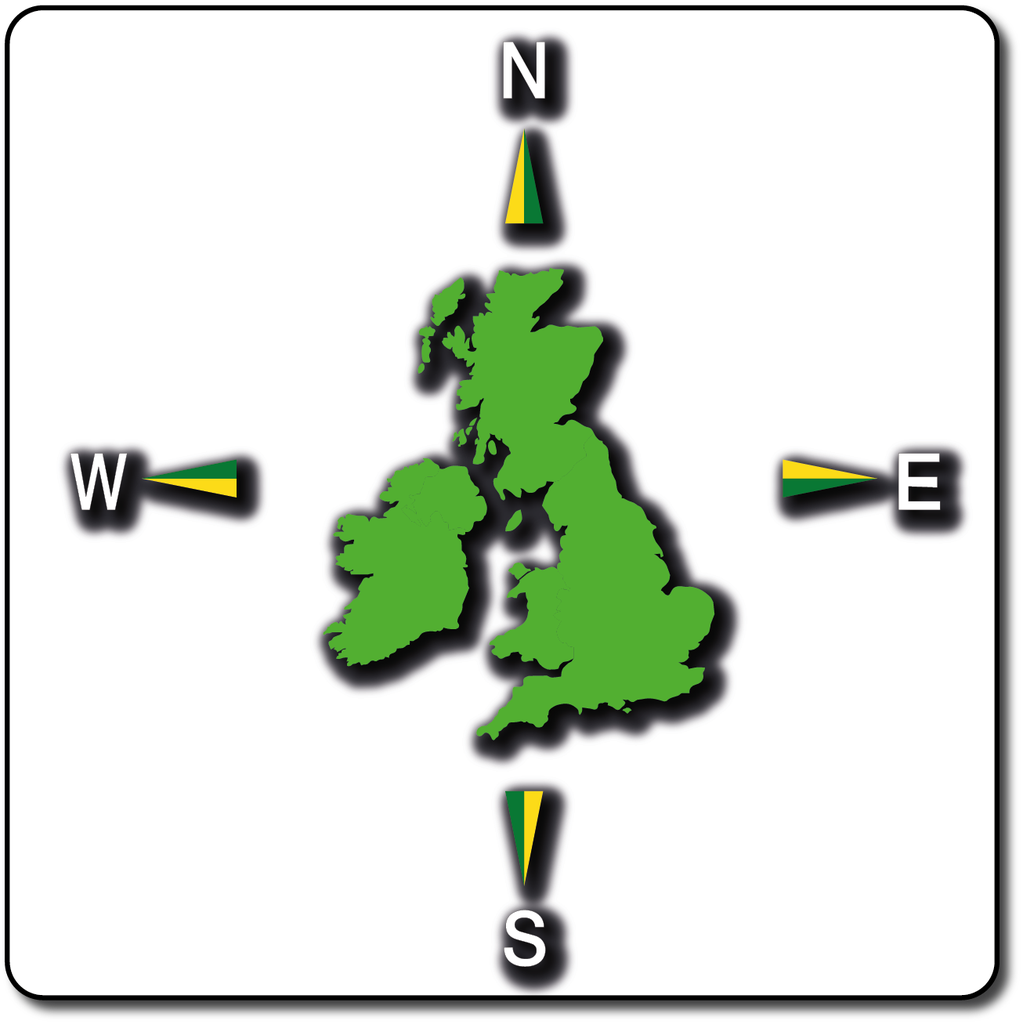 4 Point UK Map Compass