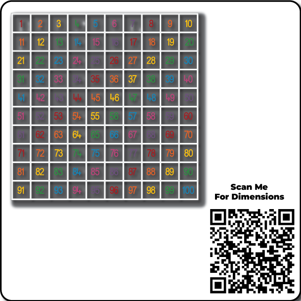 Number Grid 1-100 Outline Multicoloured Numbers
