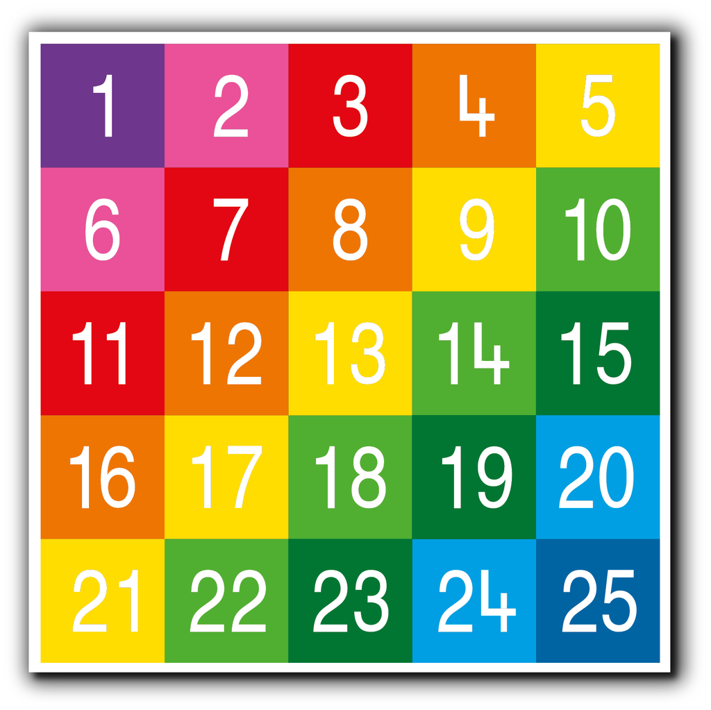 Number Grid 1-25 Large Full Solid