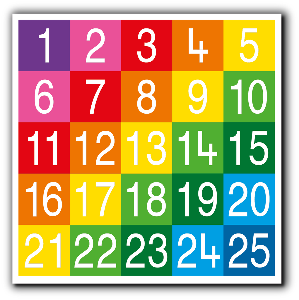 Number Grid 1-25 Full Solid