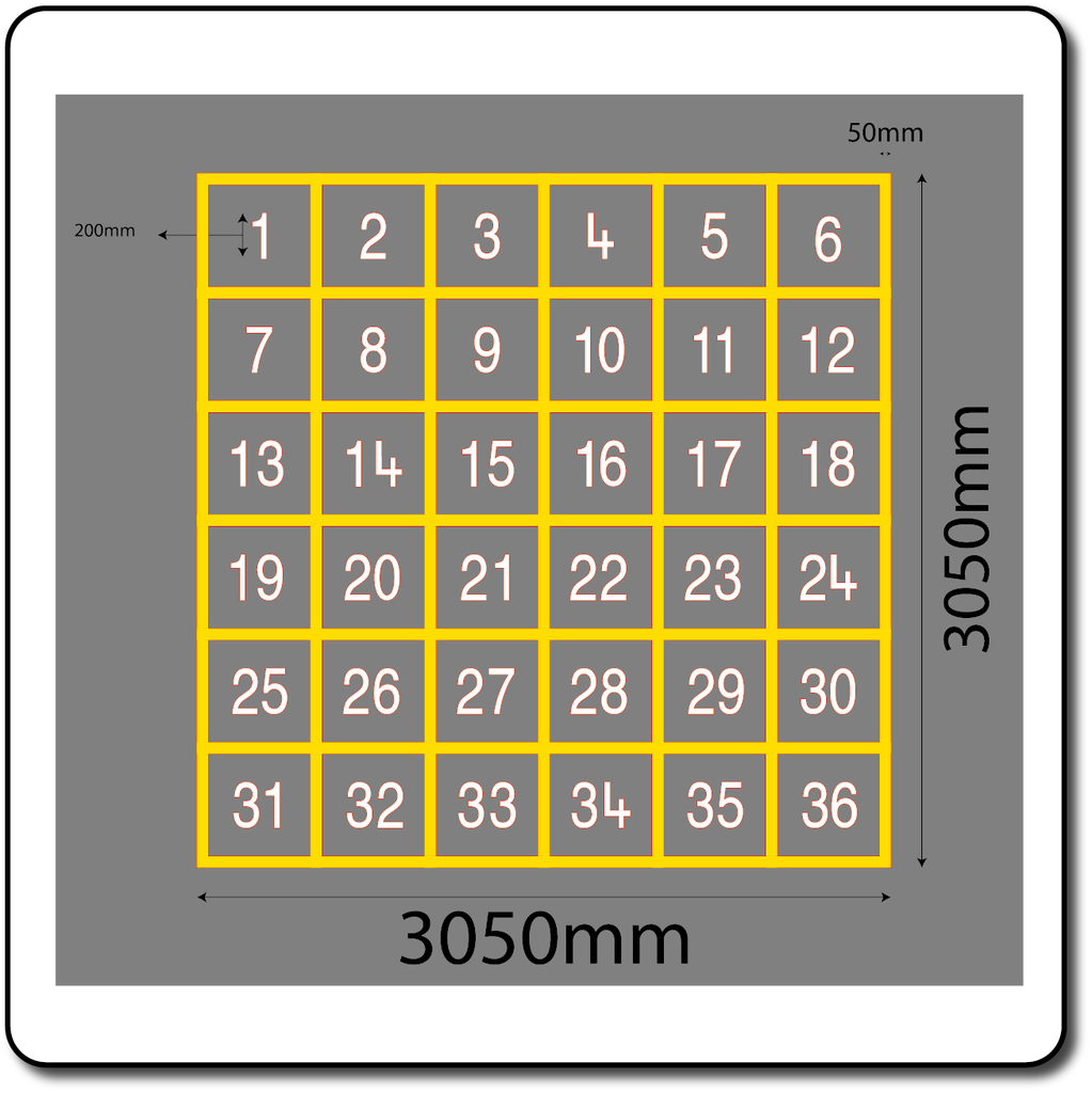 Number Grid 1-36 Outline