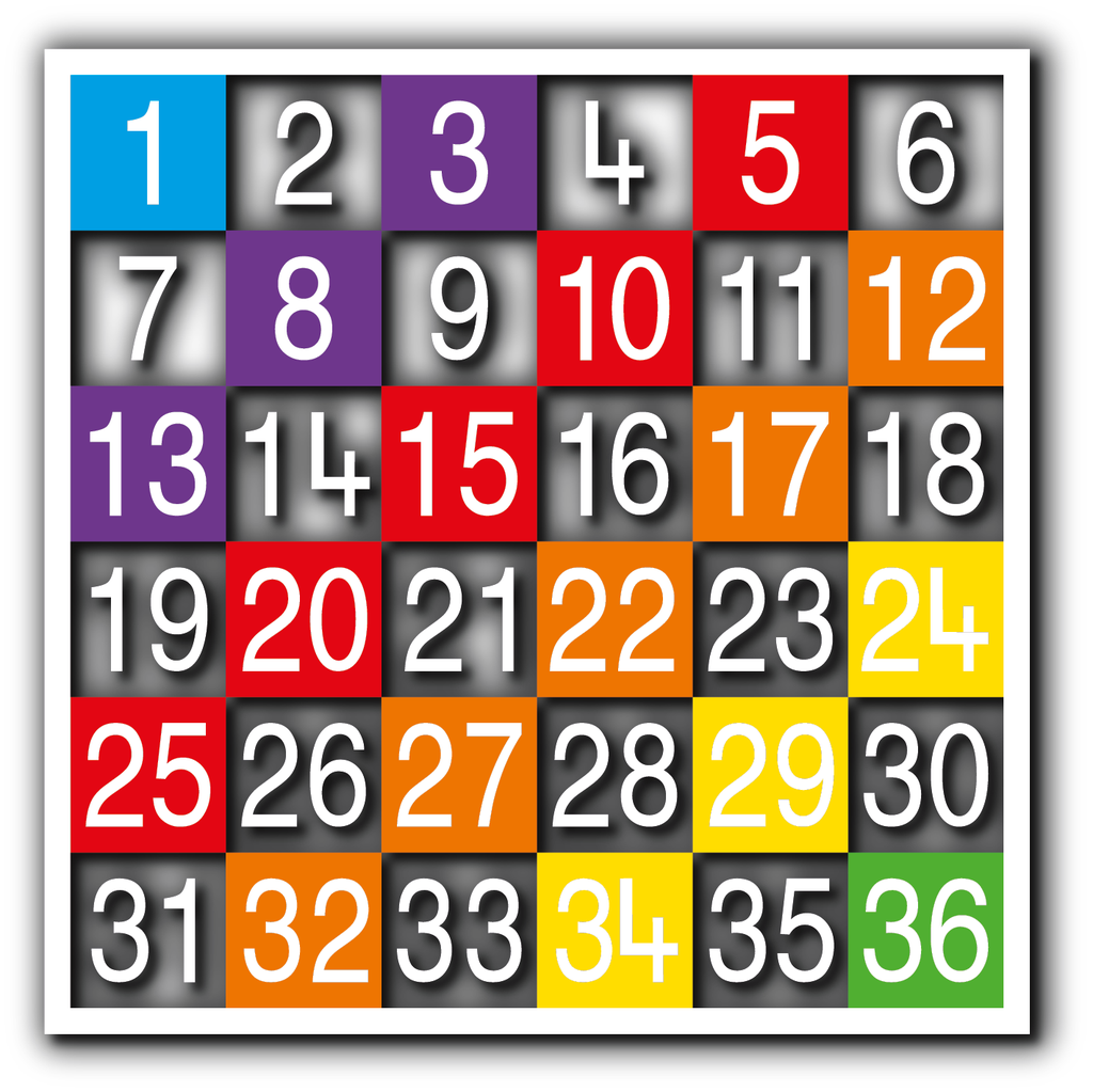 Number Grid 1-36 Half Solid
