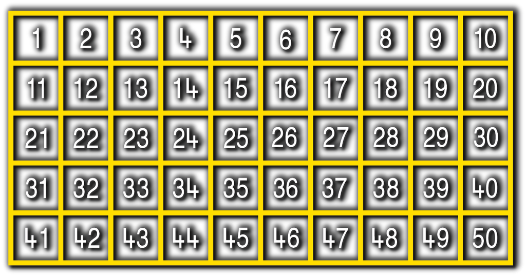 Number Grid 1-50 Outline