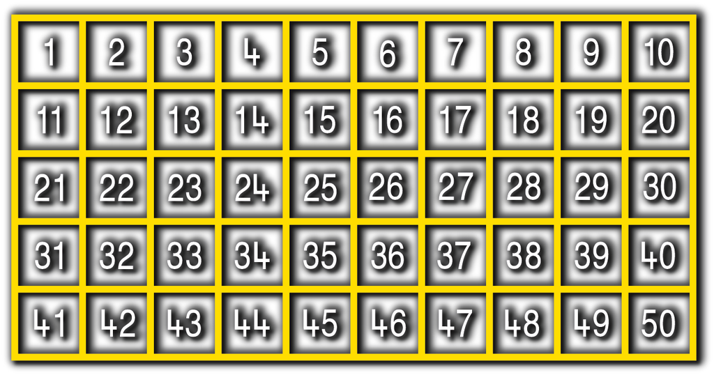 [TME008-50O] Number Grid 1-50 Outline