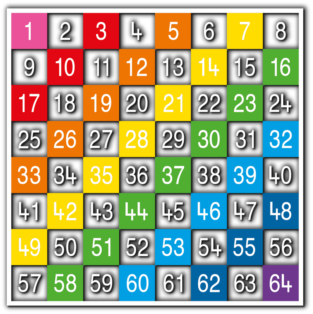 Number Grid 1-64 Large Half Solid