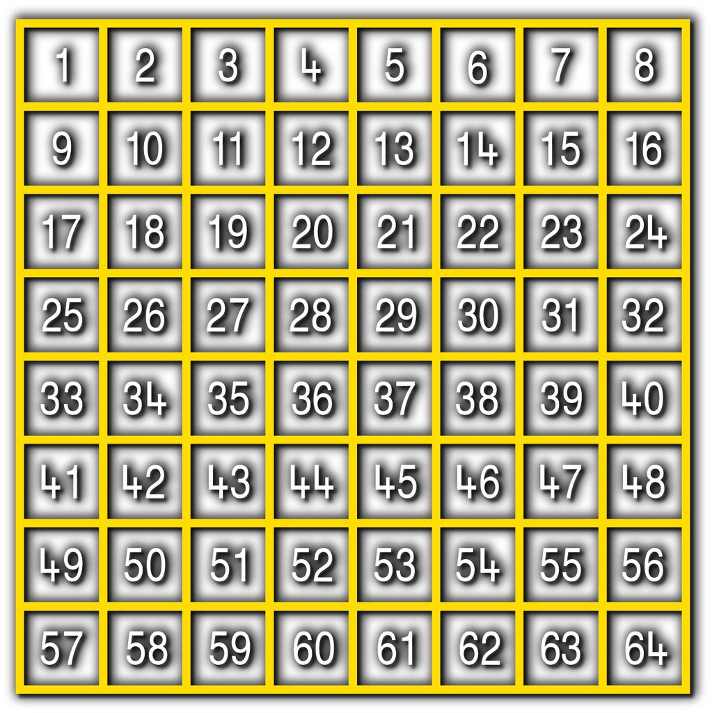 Number Grid 1-64 Outline