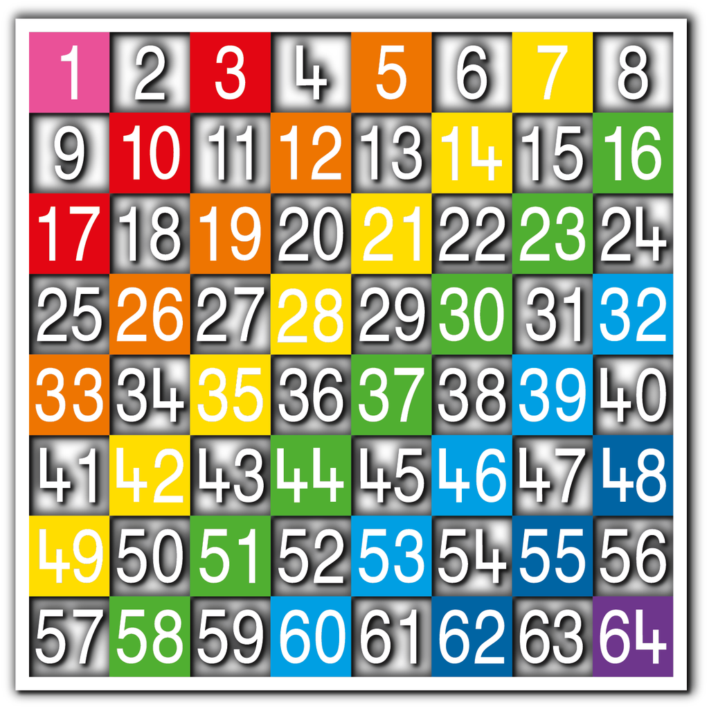 Number Grid 1-64 Half Solid