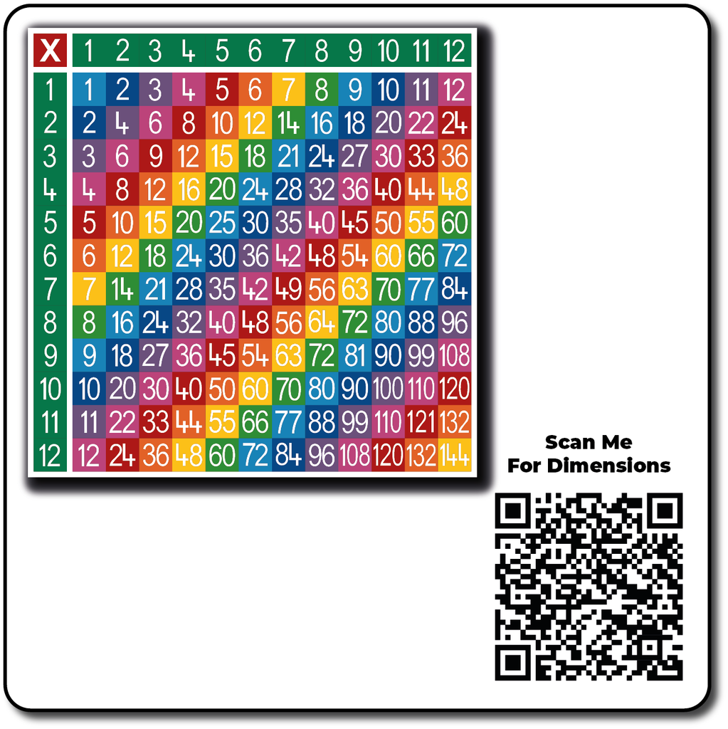 Multiplication Table 12 x 12 Full Solid