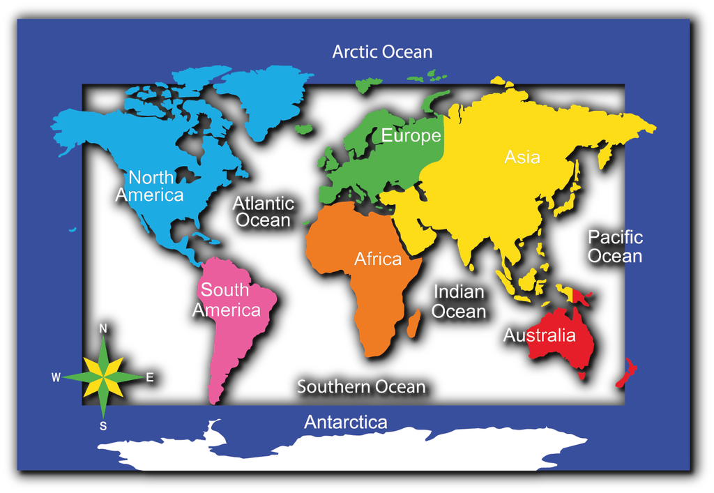 Continents Map Border - Large