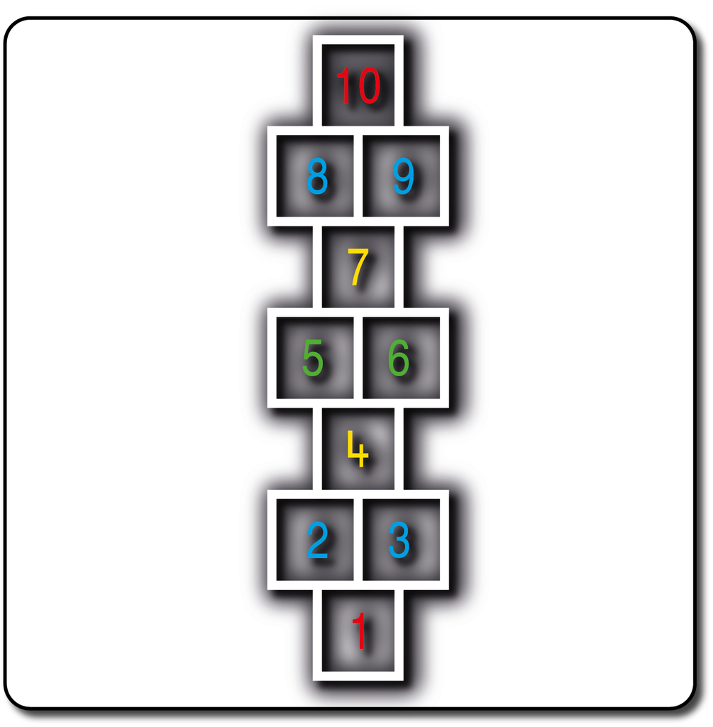 Hopscotch Outline Multi-Coloured Numbers