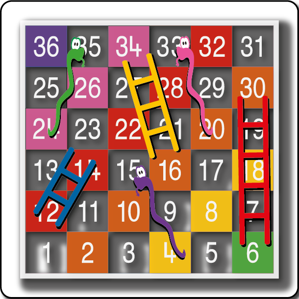 Snakes & Ladders 1-36 Large Half Solid