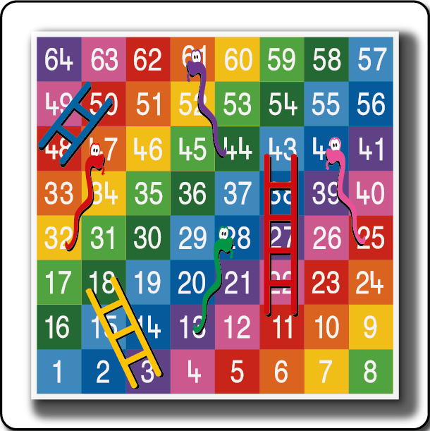 Snakes & Ladders 1-64 Full Solid