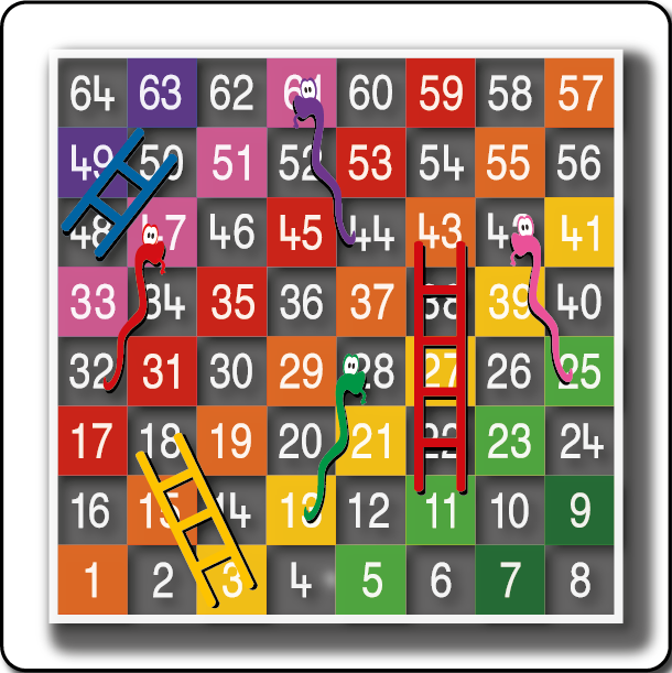 Snakes & Ladders 1-64 Half Solid