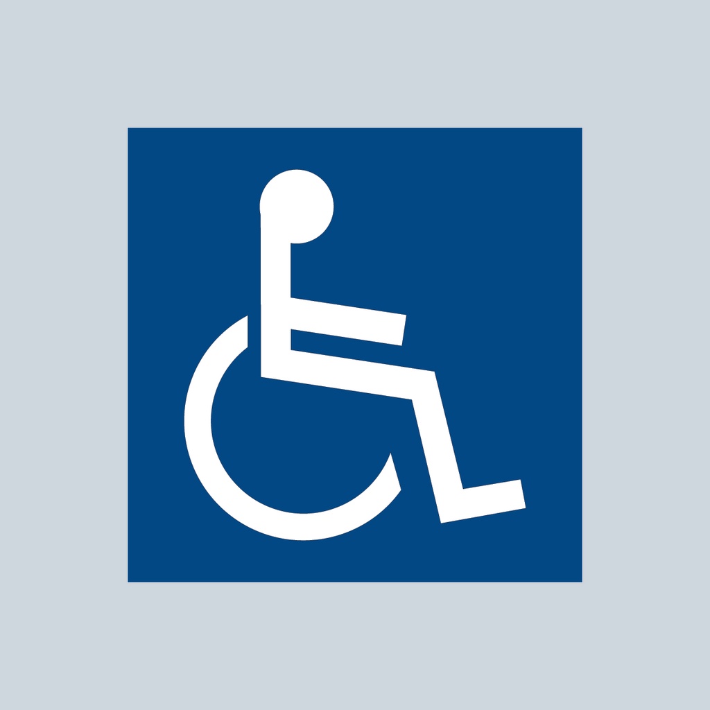 Disabled Sign 1000mm x 1000mm White with solid Blue background