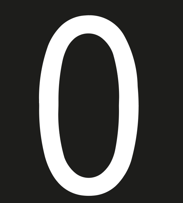 [TMNUM100-W0] Number - 0 - white (100mm)