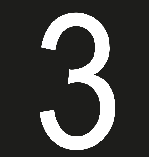 [TMNUM100-W3] Number - 3 - white (100mm)