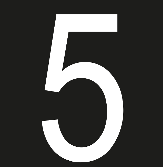 [TMNUM100-W5] Number - 5 - white (100mm)