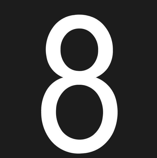 [TMNUM100-W8] Number - 8 - white (100mm)