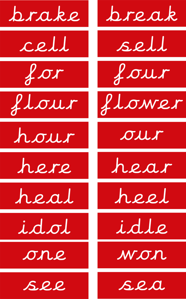 Homophones - 10 sets