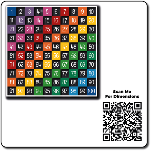 [TME008-100LH] Number Grid 1-100 Large Half Solid
