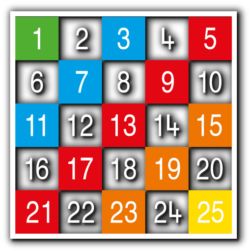 [TME008-25LH] Number Grid 1-25 Large Half Solid