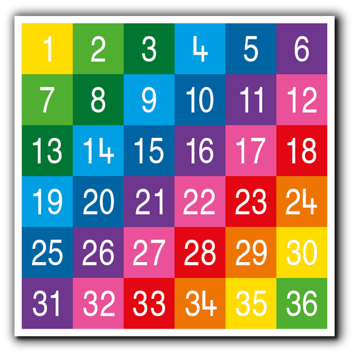 [TME008-36LF] Number Grid 1-36 Large Full Solid