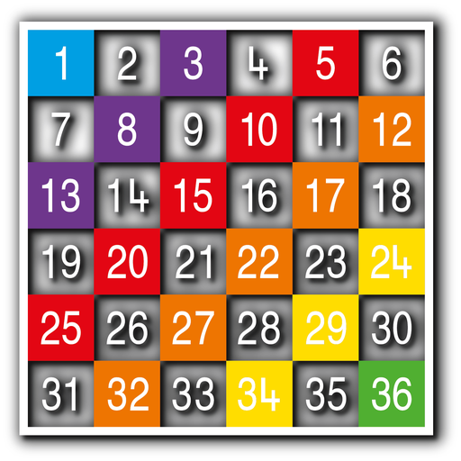 [TME008-36LH] Number Grid 1-36 Large Half Solid