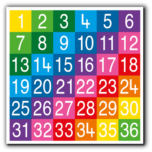 [TME008-36SF] Number Grid 1-36 Full Solid