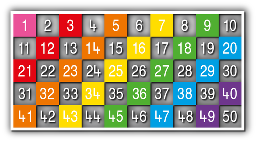 [TME008-50LH] Number Grid 1-50 Large Half Solid