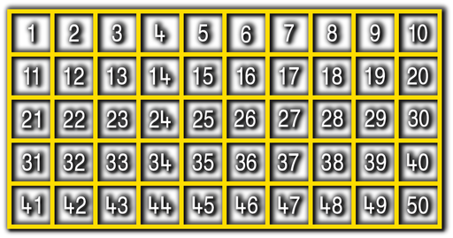[TME008-50O] Number Grid 1-50 Outline