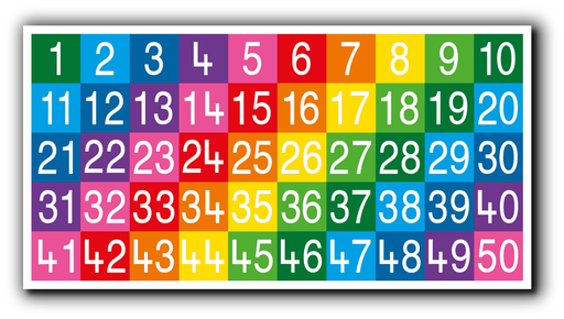 [TME008-50SF] Number Grid 1-50 Full Solid