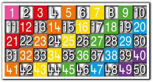 [TME008-50SH] Number Grid 1-50 Half Solid