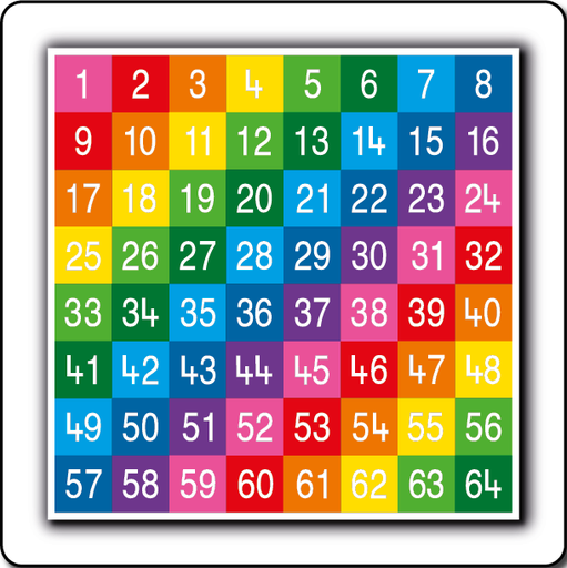 [TME008-64LF] Number Grid 1-64 Large Full Solid