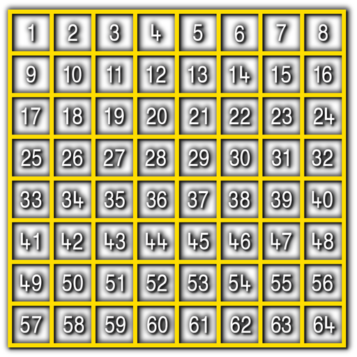 [TME008-64O] Number Grid 1-64 Outline