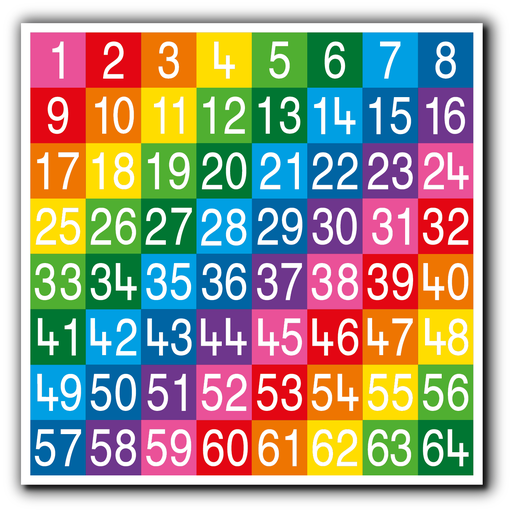 [TME008-64SF] Number Grid 1-64 Full Solid
