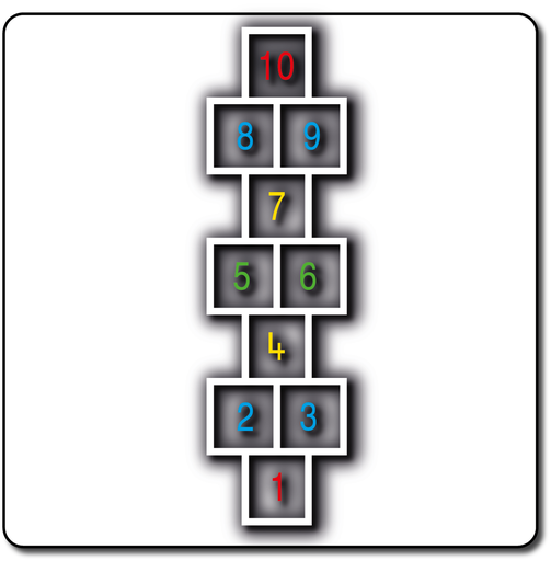 [TMG001-OM] Hopscotch Outline Multi-Coloured Numbers