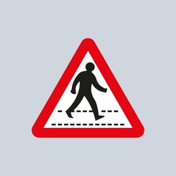 Zebra Crossing Ahead Triangular Sign